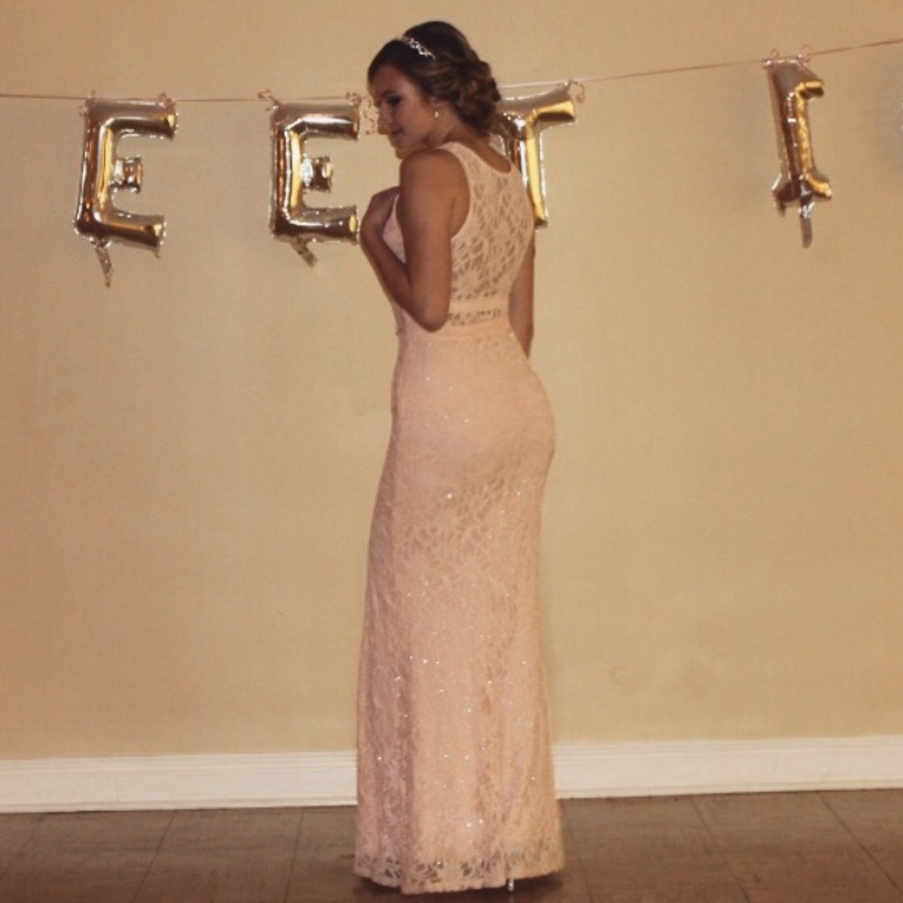 Blush Lace Prom Dress